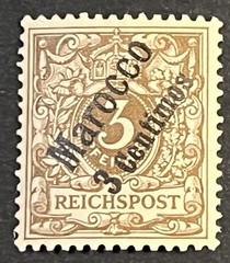 Travelstamps: GERMANY GERMAN MOROCCO STAMPS 3pf/3Cent Mint OG H UnWMK