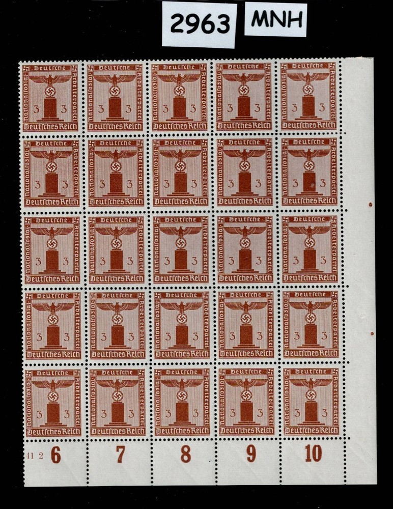 MNH stamp block Sc S2 1938 PF03 Official Swastika Third Reich Germany #2963