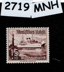 MNH Stamp B113 1937 Germany Boats Ships Schooners Winter relief fund #2719