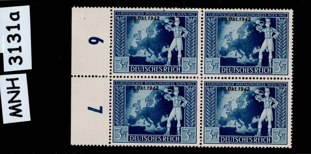MNH block Overprinted B212 Germany 1942 Postal Congress Vienna Austria #3130a