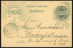 Germany Deutsche Reichspost 5pf Stationery Postal Card 1900 Frankfurt Birkenfeld