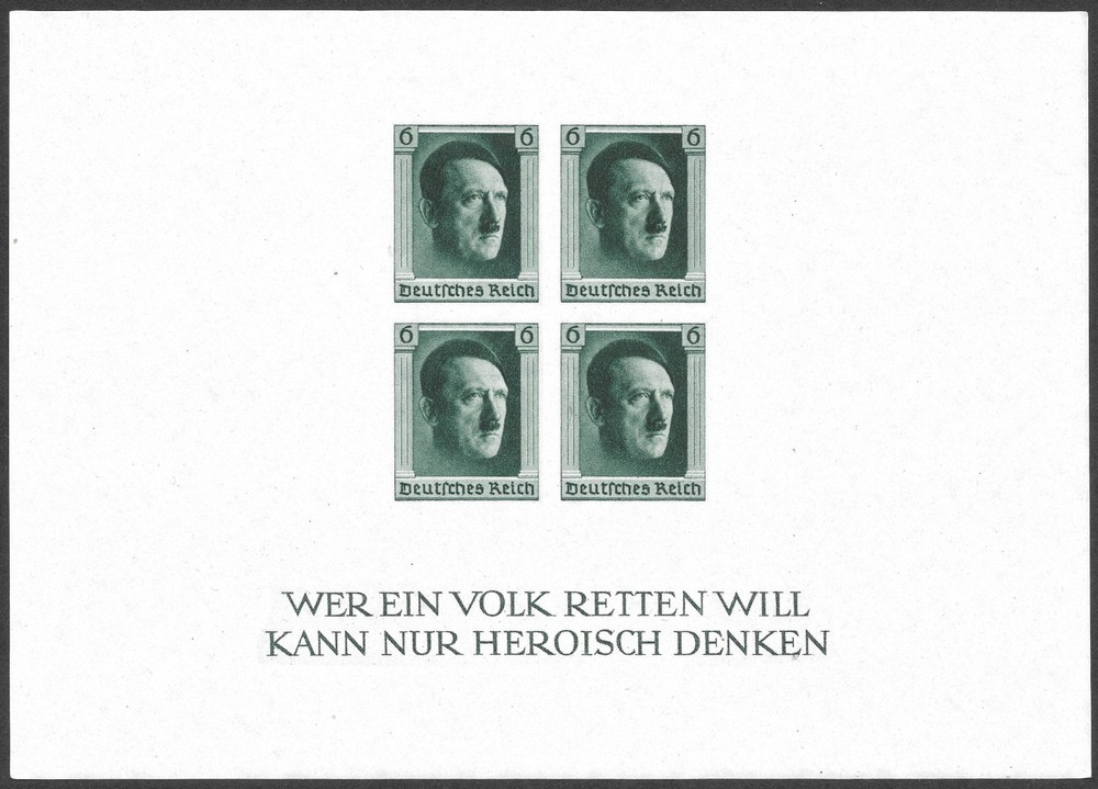 MH 1937 German Third Reich Imperforate Souvenir Sheet, Scott #B103* (DB103)