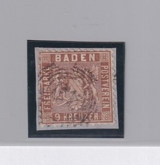 1862 Ancient German States Baden: 9K Brown Red (No. 15) SPL. Brun (279/S497)