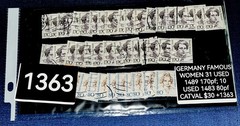 GERMANY FAMOUS WOMEN 31 USED 1489 170pf; 10 USED 1483 80pf CATVAL $30 +1363