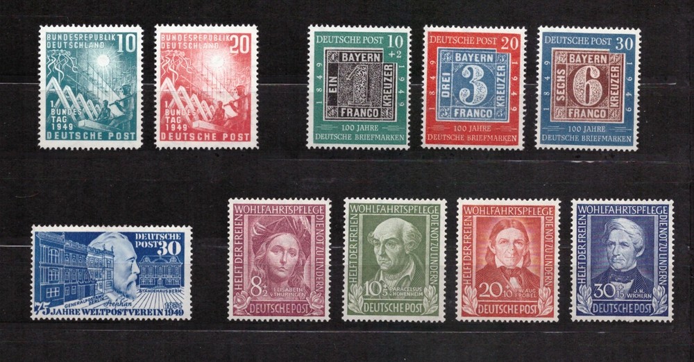 West-Germany / FRG / BRD Complete Yearset 1949 ** MNH, Michel Nr. 111-120