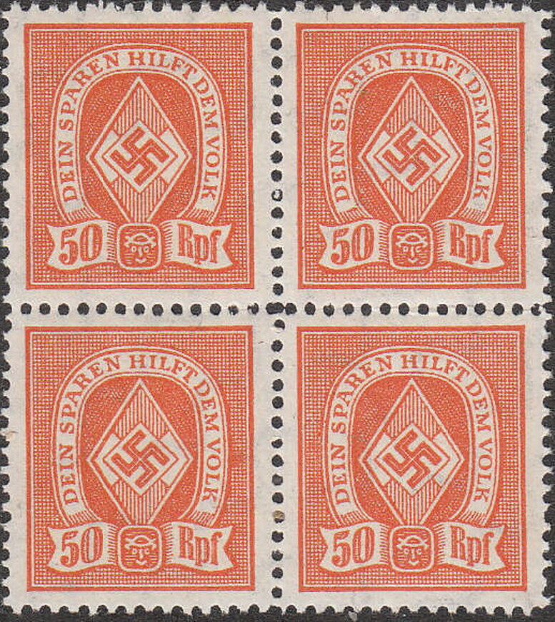Stamp Germany Revenue Block WW2 3rd Reich War Emblem War Sport 050 MNH