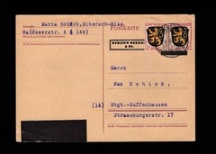 Black Out Postal Hitler & Slogan Biberach 1946 French Occupation Pair Postcard 4