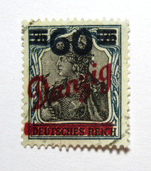 Danzig Germany Stamp Scott 62 Germania Overprint 60pf on 75pf 1921 Used