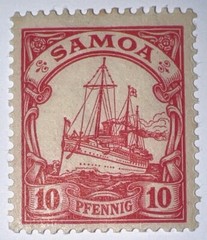Travelstamps: GERMANY SAMOA STAMPS Kaiser’s Yacht 10pf Mint Original Gum Hinged