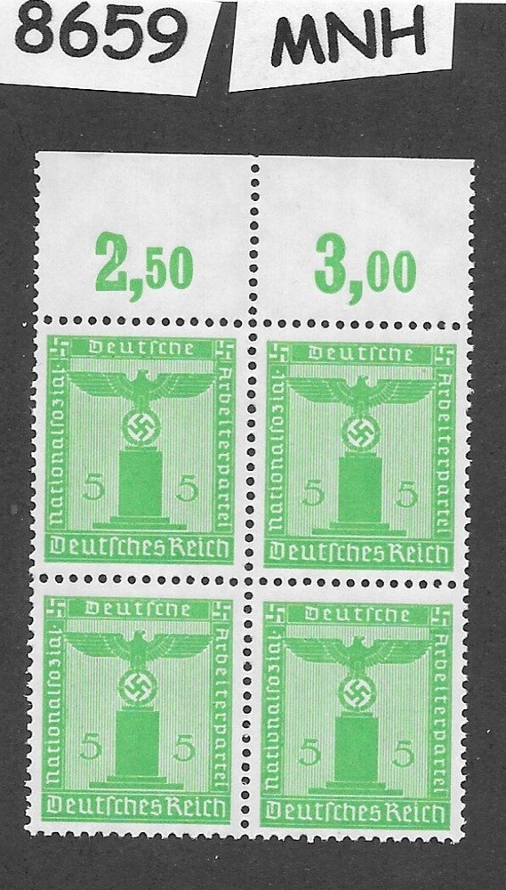MNH Stamp Block 082/ PF05 1934 WWII official MNH Third Reich Swastika #8659