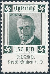 Stamp Germany Revenue WWII 3rd Reich Charity Kreis Buchen Green Interior MP MNH