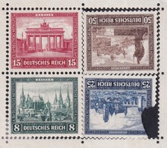 Stamp Germany Reich Mi 446-9 Sheet 1930 Iposta Brandenburg Gate MNG Faults