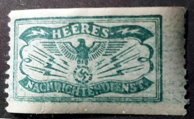 THIRD REICH GERMAN WW2 HEERES NACHRICHTENDIENST ARMY INTELLIGENCE STAMP SWASTIKA