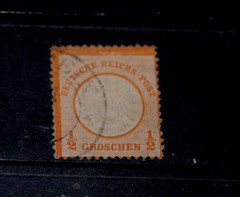 GERMANY 1872 1/2g YELLOW EMBOSSED ARMS TYPE ISSUE F/USED