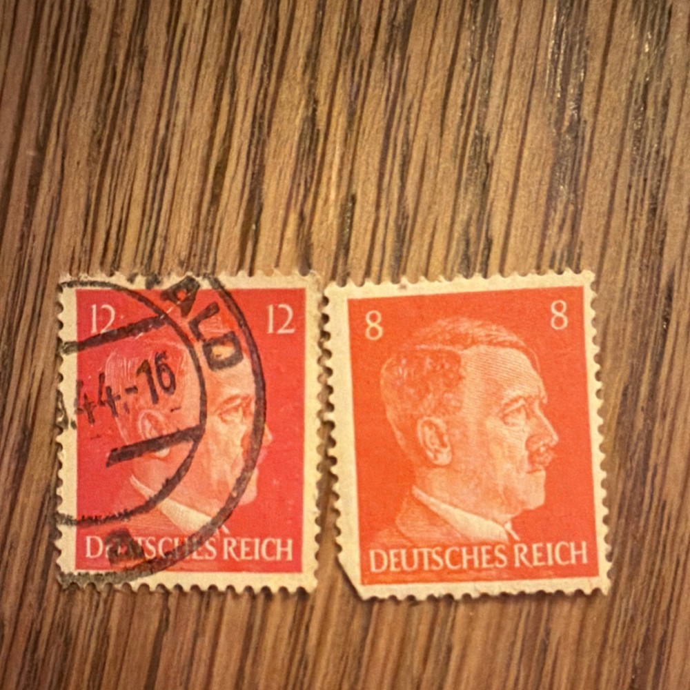 Germany Deutsches Reich 12pf & 8pf Red Politicians Used Postage Stamps NG