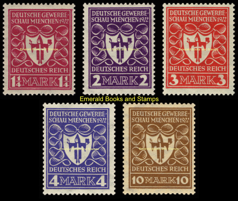 EBS Germany 1922 – Munich Trade Fair – Michel 199-203 MNH** – Short Set cv $12