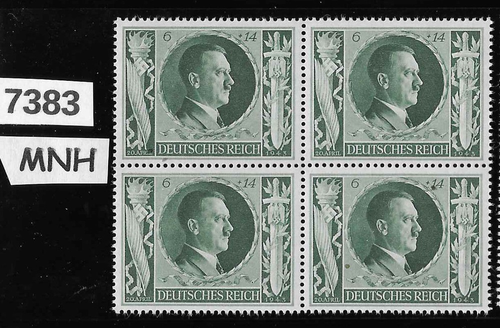MNH stamp block ScB232 Adolf Hitler 1943 Birthday / WWII Germany / Third Reich
