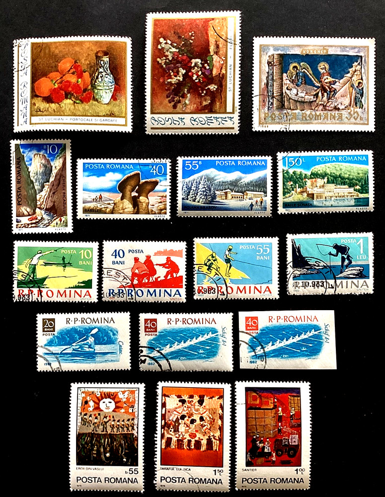 Romania Art, Fishing, Rowing, Tourism Stamps Used