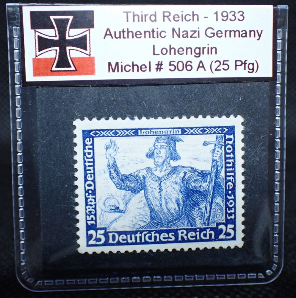 Nazi Germany 1933 Wagner Lohengrin Stamp 25 Pfg 506A MH pre-WW2 Third Reich