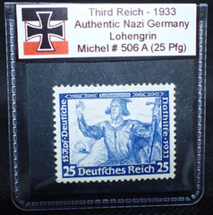 Nazi Germany 1933 Wagner Lohengrin Stamp 25 Pfg 506A MH pre-WW2 Third Reich