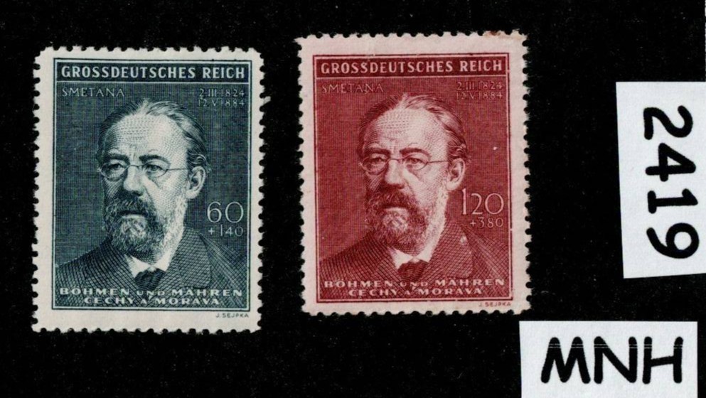 MNH Stamp set B27 & B28 1944 Smetana WWII Germany Occupation of BaM #2419
