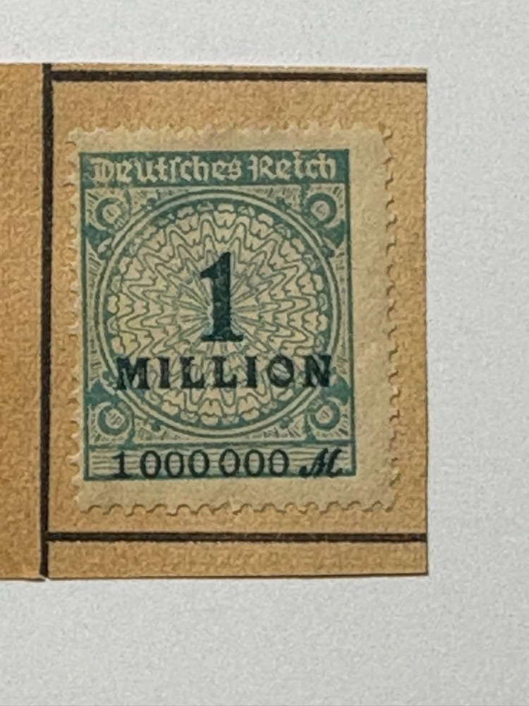 GERMAN DEUTSCHES REICH GREEN HYPERINFLATION 1 MILLION MARK STAMP- USED 325
