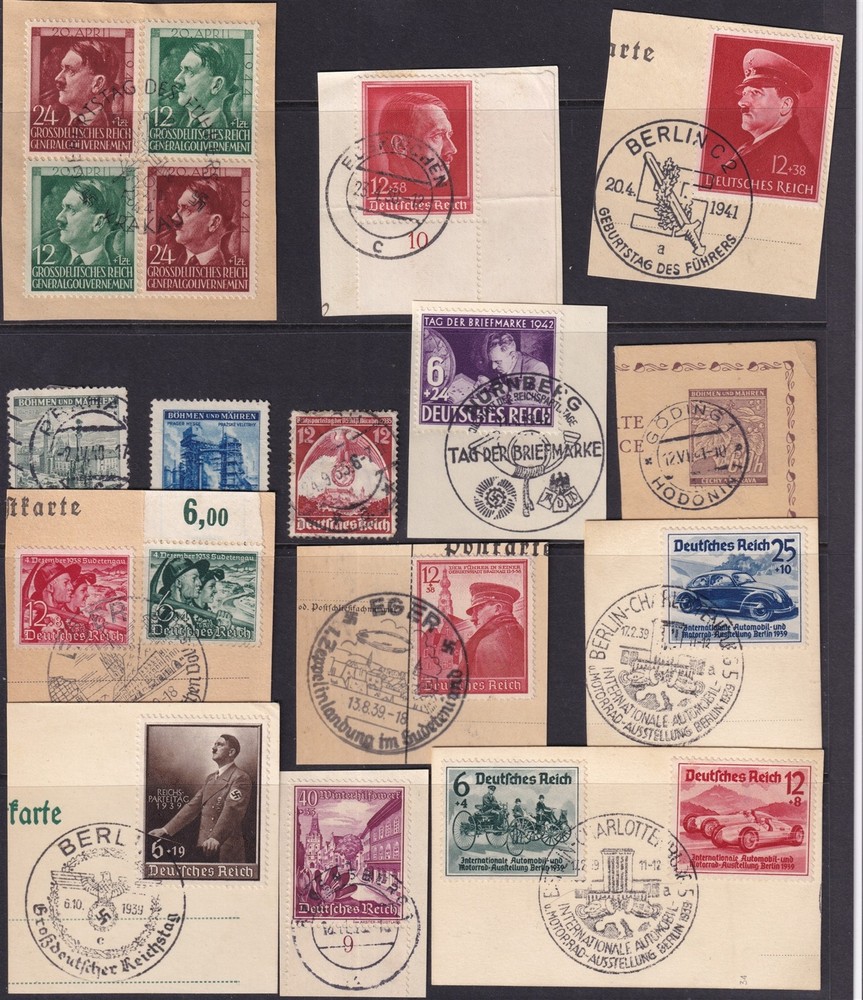 Lot Stamp Germany WWII Hitler Poland Automobile Mercedes Berlin On Paper U