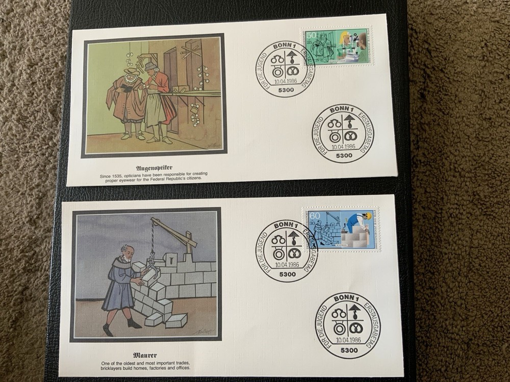 Germany 1986 #B643-B646 Vocational Training – 5 Fleetwood FDCs