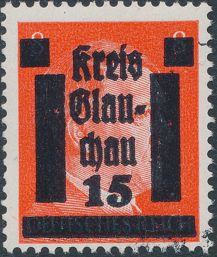 Stamp Germany 1945 WW2 3rd Reich Hitler Kreis Local Glauchau 15PF MNH