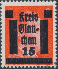 Stamp Germany 1945 WW2 3rd Reich Hitler Kreis Local Glauchau 15PF MNH