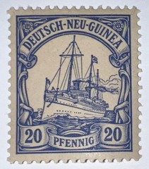 Travelstamps: GERMAN NEW GUINEA STAMPS Kaiser’s Yacht, 20 Pfennig MOGLH UnWmk