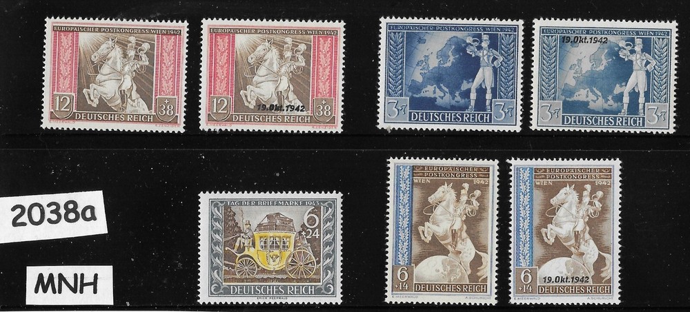 MNH stamp set B209-215 Germany 1942 European Postal Congress Vienna Austria