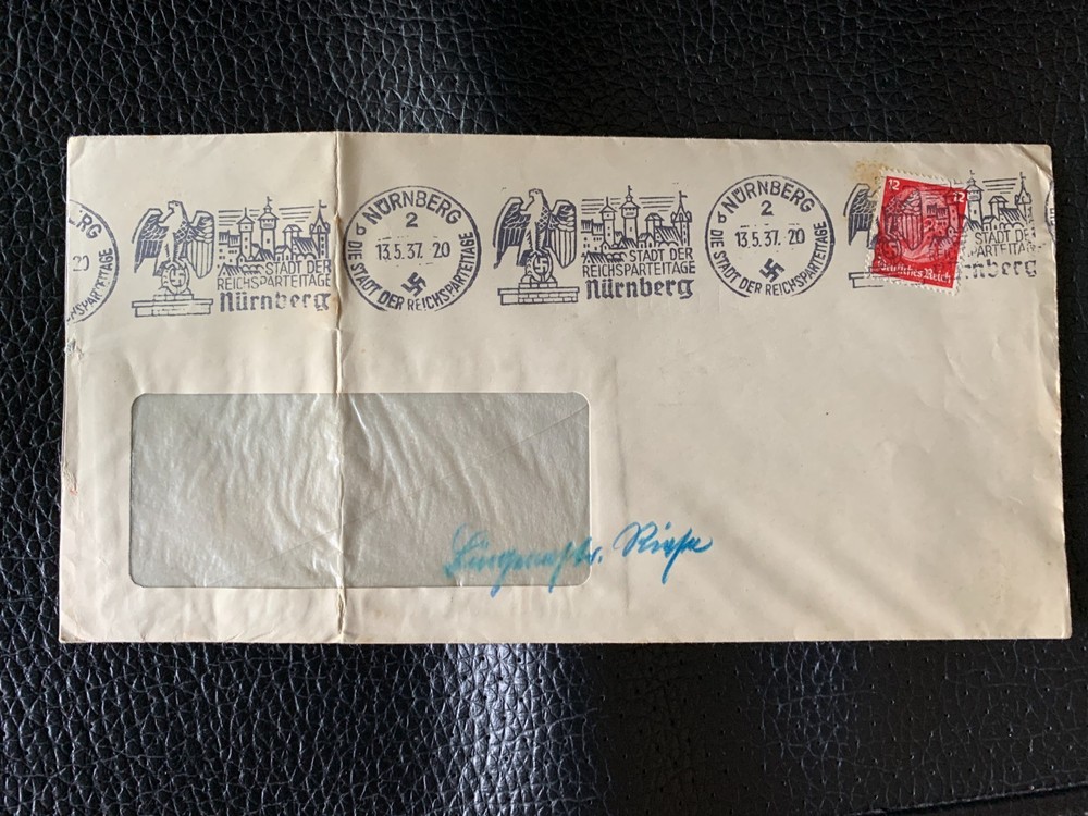 Machine Cancel 1937 Nurnberg Stadt Reichsparteitage cancel stempel Germany