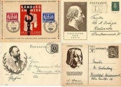 Germany 6 special postcards, 1931-59, Hamburg Am Werk, Freiherr Von Stein, Urlic