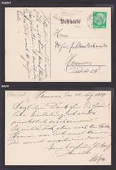 GERMANY 1934, Postcard from Hannover local, Special cancellation