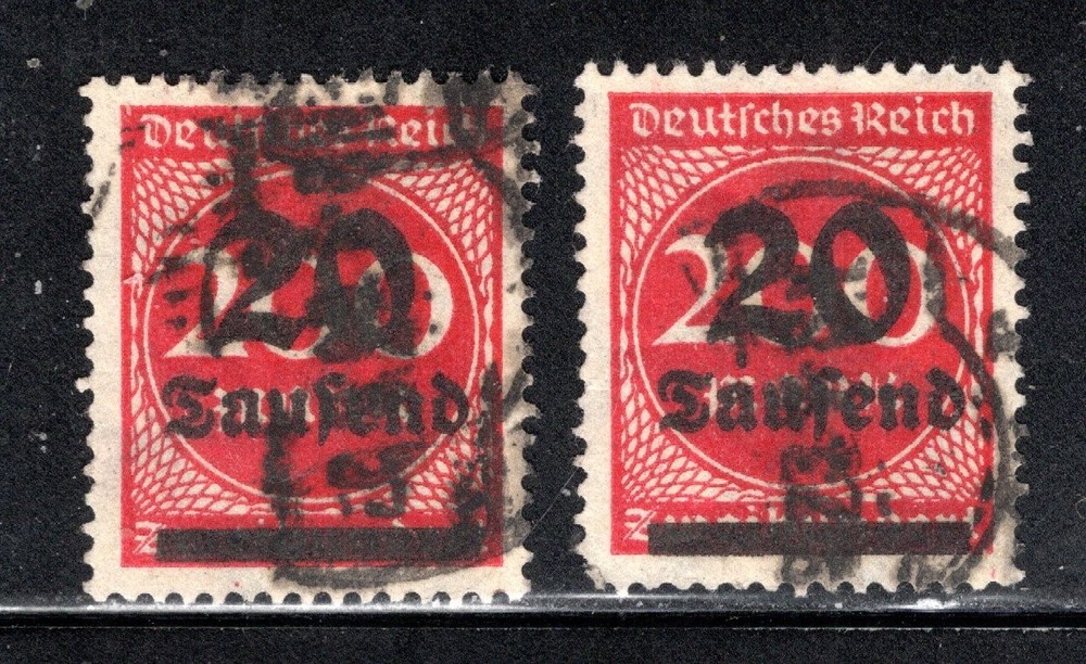 Germany Stamp Scott #246, 20th m on 200m Surcharge, Lot of 2, Used, SCV$4.50