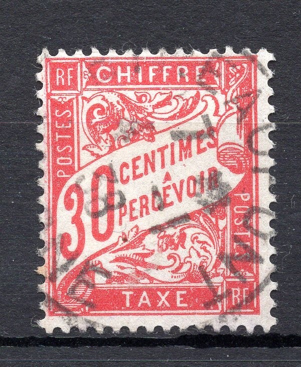 France, 1893, Postage Due, 30 C orange red, Scott # J 35, VF ++ used