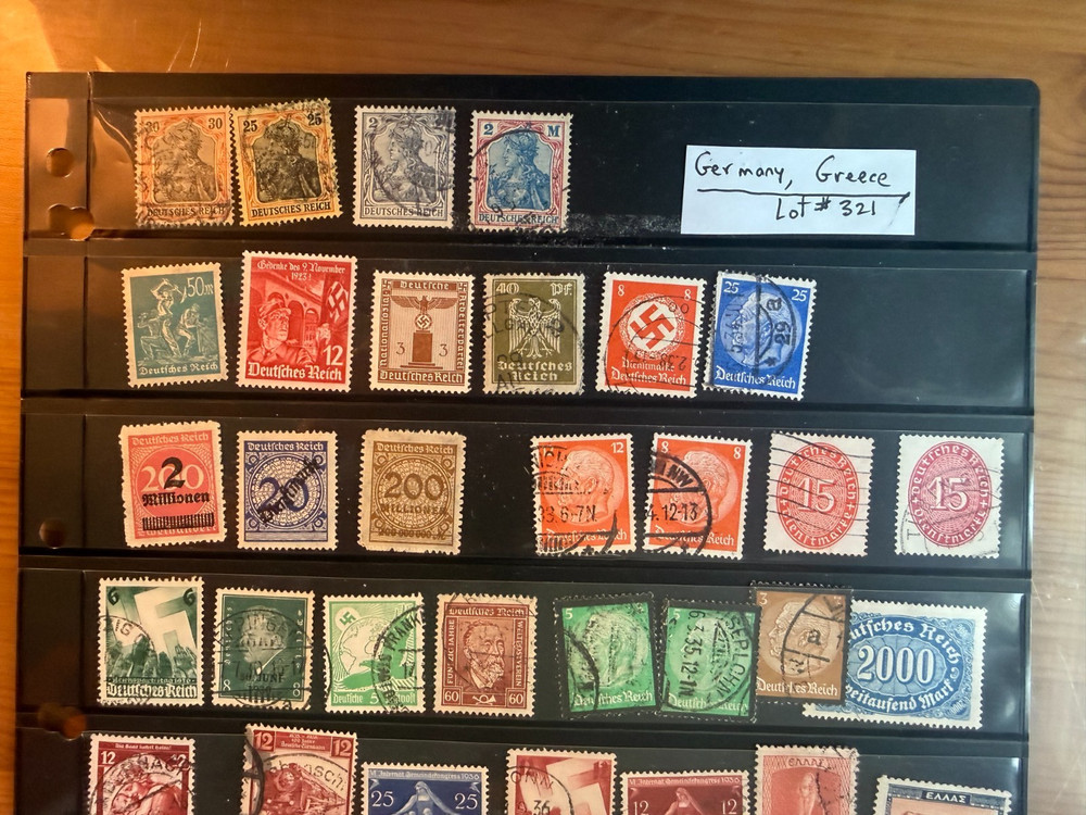 Stamps from Germany #65C 131 205 335 468 etc. Greece #168 171, etc. Lot #321
