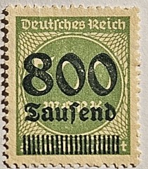 Germany 1923 Weimar Republic, 800 Tausend/500 Marks, Unused Overprint, FREE SHIP