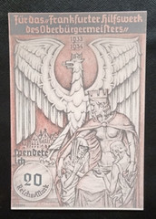 WW2 WWII German Postcard Imperial Eagle w King Crown Frankfurter Hilfswerk