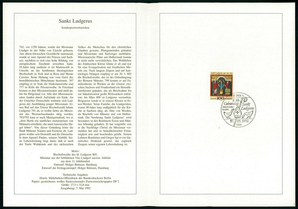 GERMANY FOLDER 1992/17 SANKT LUDGERUS GÄNSE GANS PFERDE PFERD
