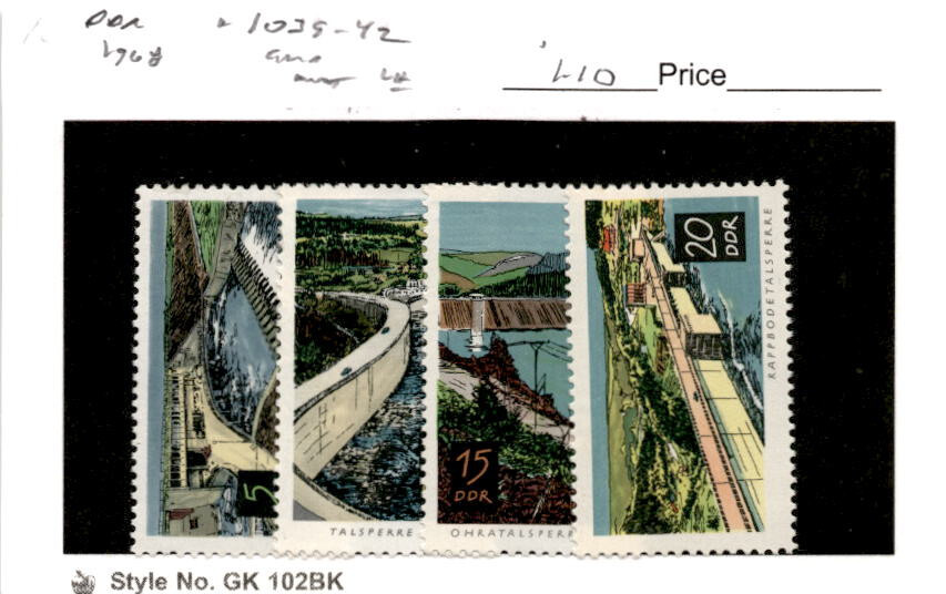 Germany – DDR, Postage Stamp, #1039-1042 Mint LH, 1968 Spremberg Dam (AD)