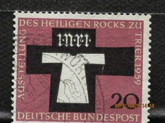The listing:(1)1959 Exhibition of the Holy Coat 20Pf German Postage Stamp-LHKK