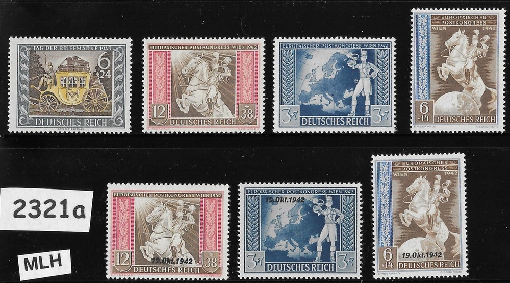 MLH stamp set B209-215 Germany 1942 Postal Congress Vienna Austria #2321a