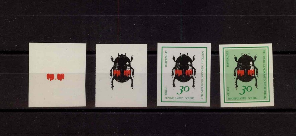 GERMANY PH 1415 – INSECTS BEETLE 1968 – PHASE PRINTS !!! CPL. SET !! RARE ! p811