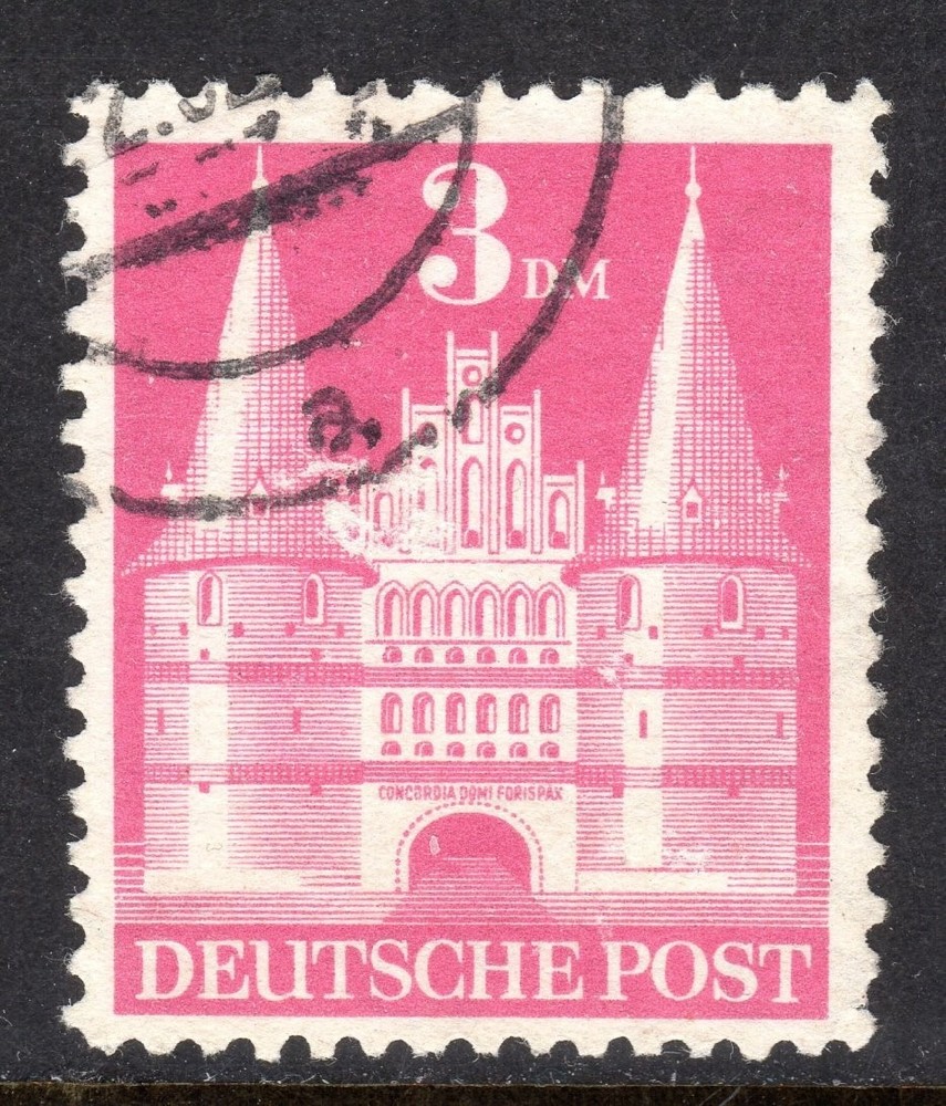 Germany Scott # 660a VF Used 1948 3 Mark Type II Holsten Gate Luebeck #2
