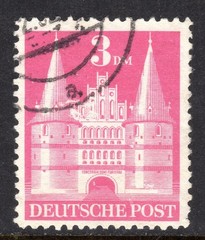 Germany Scott # 660a VF Used 1948 3 Mark Type II Holsten Gate Luebeck #2