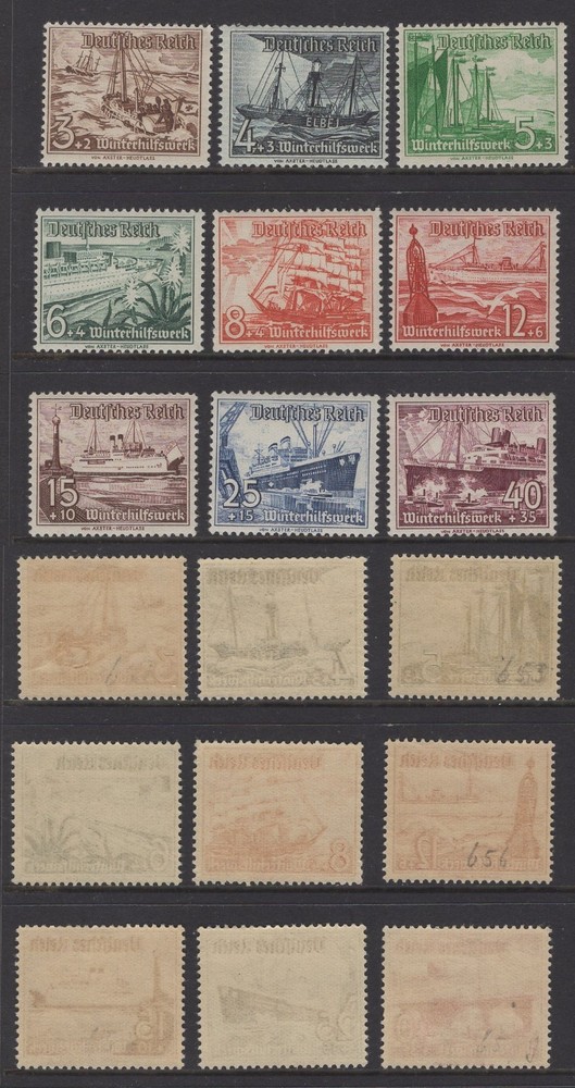 Germany 1937 Semi Postals #B107-B115 Never Hinged – Winter Relief
