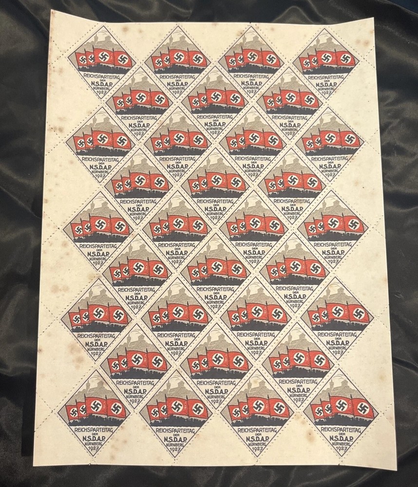 Nazi Germany Third Reich Reichsparteitag Rally 1927 Stamps Full Sheet WWII WW2