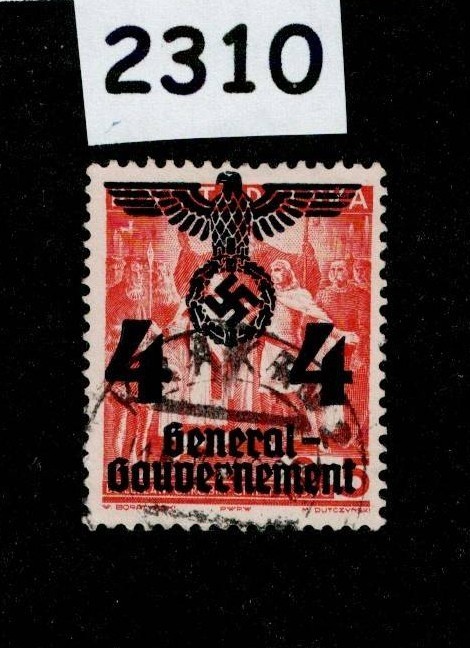 Used Stamp Sc N34 General Government Swastika Overprint Poland WWII #2310